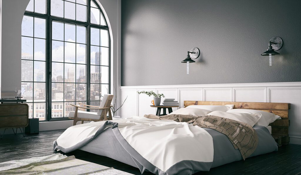 Loft room with cozy design.